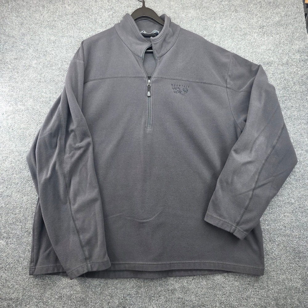 Mountain Hardwear Mens XXL Gray Fleece Quarter Zip Pullover Sweater Logo